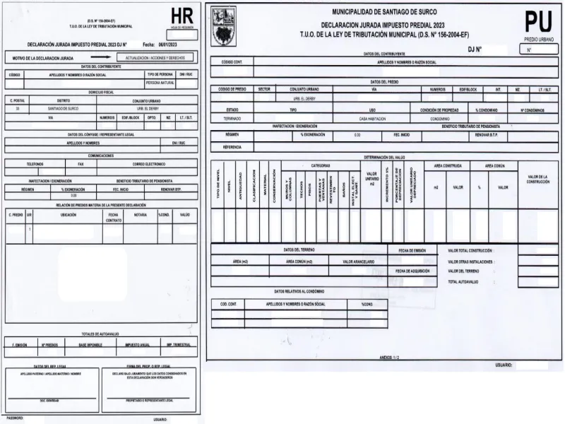 Hablando de Impuestos Prediales y Arbitrios   ¿Qué es el HR y el PU?